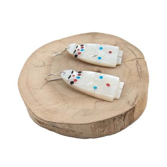 Native American Earrings Zuni Kachina Corn Maiden Southwest Jewelry‎ ***